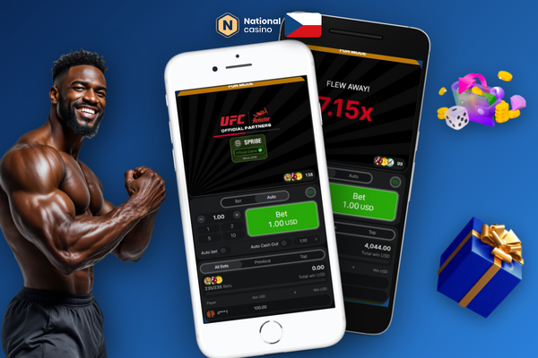 Přehledný ovládací panel Aviatoru s cash out tlačítkem v National Casino