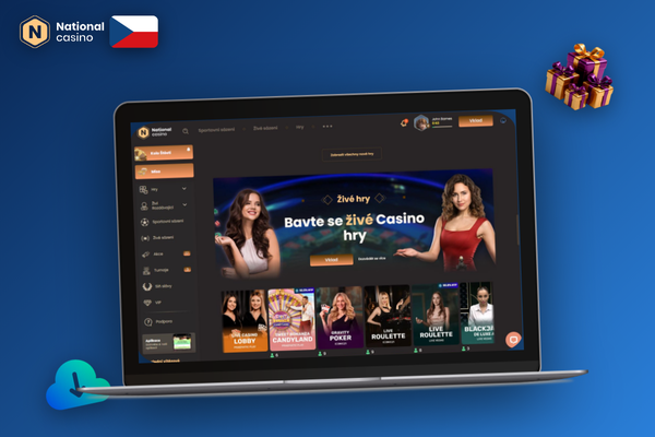 Hráč zahajuje živý chat s National Casino podporou na notebooku
