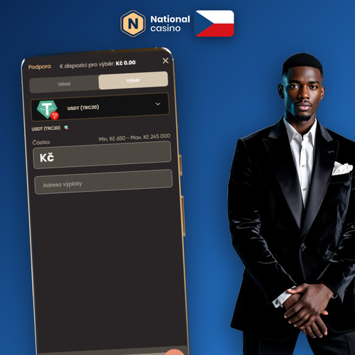 National Casino výběr výher – formulář s platebními metodami a tlačítkem potvrdit